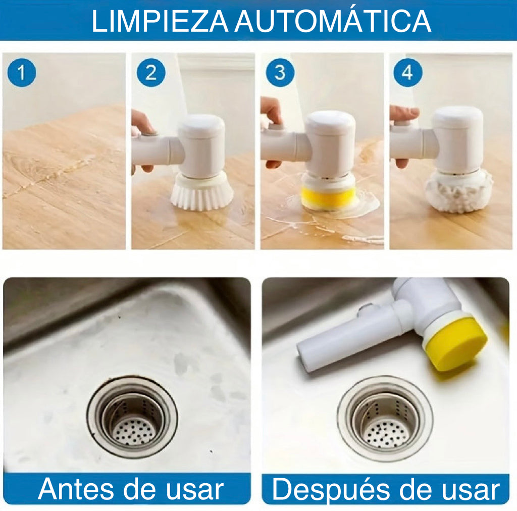 Cepillo Eléctrico Giratorio Recargable USB para Limpieza Profunda de Cocina y Baño